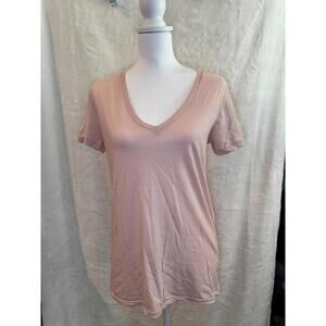 AG Adriano Goldschmied Women’s Tee in Pink Deep V-Neck Size Small New